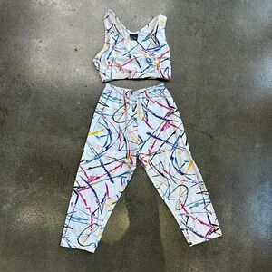 Vintage Retro Modern Motion Bodywear Multicolor Size Youth Medium Athletic Set